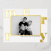 メリーはっきりしたモダンタイポグラフィ 箔シーズンポストカード (正面)