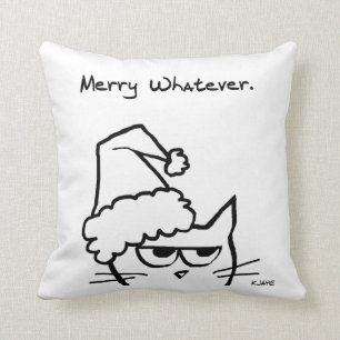 メリーものは何でも-怒っている猫はクリスマスの気むずかし屋です クッション