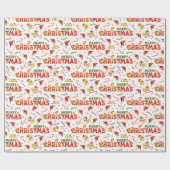 メリーよくはしゃぐクリスマス – かわいいクリスマス ラッピングペーパー (フラット)