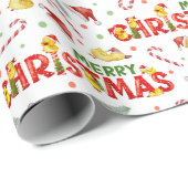 メリーよくはしゃぐクリスマス – かわいいクリスマス ラッピングペーパー (ロールコーナー)