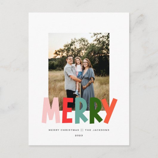 メリーよくはしゃぐ鮮やかデザイン シーズンポストカード (正面)