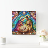 メリーアンドジョセフアターリングベビーイエス スクエア壁時計 (ホーム)