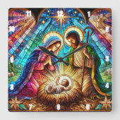 メリーアンドジョセフアターリングベビーイエス スクエア壁時計 (正面)