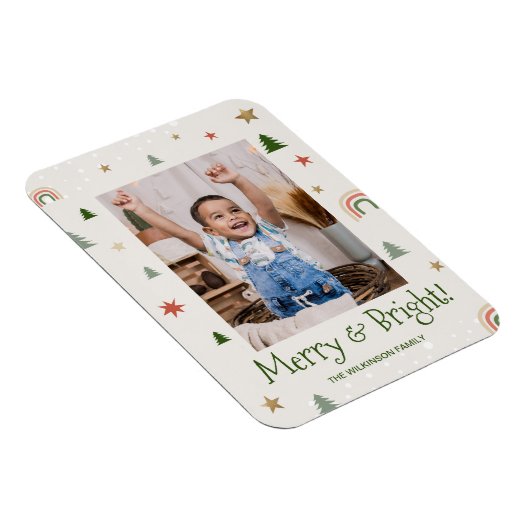 メリーアンドブライトクリスマス家族かわいい写真 マグネット (右側)