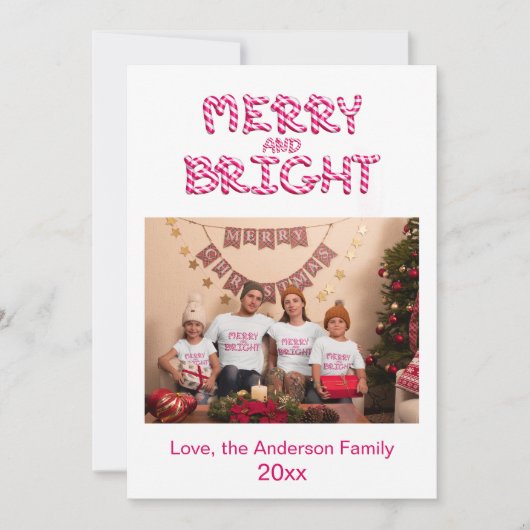 メリーアンドブライトホリデー写真クリスマスカード シーズンカード (正面)