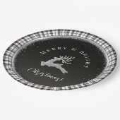 メリーアンドブライト クリスマス スタッグ ブラック ホワイト プライド ペーパープレート (アングル)