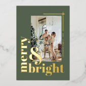 メリーアンドブライト シンプルフォト サージュグリーン 箔シーズンカード (正面)