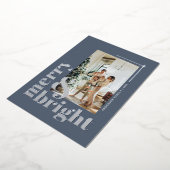 メリーアンドブライト シンプルフォト ダスティーブルー 箔シーズンカード (回転した状態)