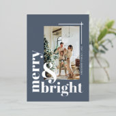 メリーアンドブライト シンプルフォト ダスティーブルー 箔シーズンカード (立ち正面)