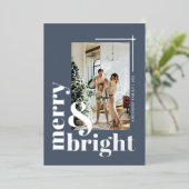 メリーアンドブライト シンプル フォト ダスティーブルー 箔シーズンカード (立ち正面)