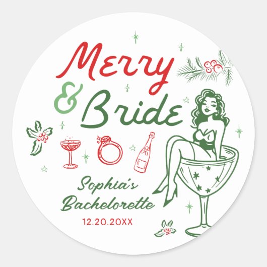 メリーアンドブリードクリスマス バチェロレッテステッカー ラウンドシール (正面)