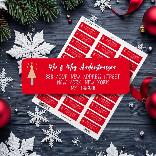 メリーアートクリスマスツリーエレガント差出人住所 ラベル