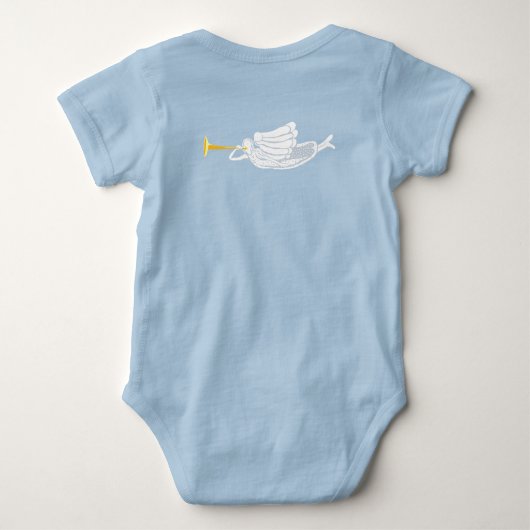 メリーイエスとクリスマスエンジェル出生 ベビーボディスーツ (裏面)