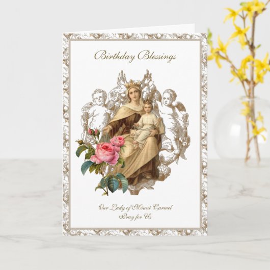 メリーイエズエンジェルス山カルメルバラ宗教 カード (黄色い花)