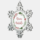 メリーイタリアンクリスマスリースブオンナターレ スノーフレークピューターオーナメント (右)