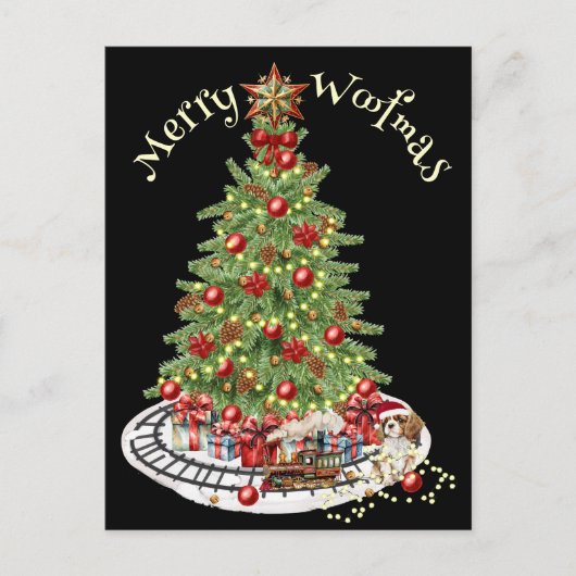 メリーウォッマスドッグデザイン – キングチャールズスパニエル犬 ポストカード (正面)