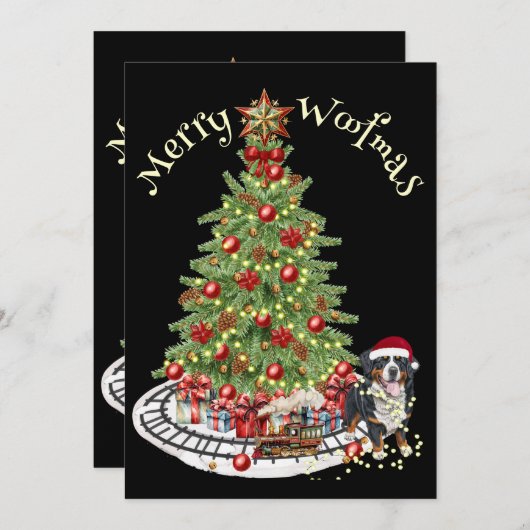 メリーウォッマスドッグデザイン – ベルネーズマウンテンドッグ シーズンカード (正面/裏面)