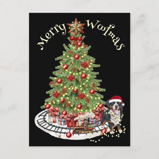 メリーウォッマスドッグデザイン – ベルネーズマウンテンドッグ ポストカード (正面)