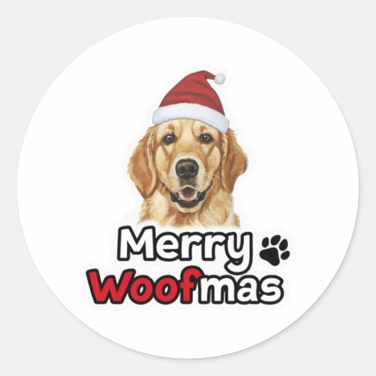 メリーウーフマスゴールデンレトリバー犬の恋人 ラウンドシール (正面)