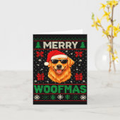 メリーウーフマス ダサいクリスマスジャンパー クリスマス 犬好き カード (黄色い花)