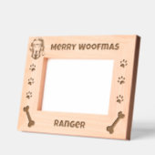 メリーウーマスクリスマスサンタドッグ名前をカスタムする レーザー彫刻フレーム (左)