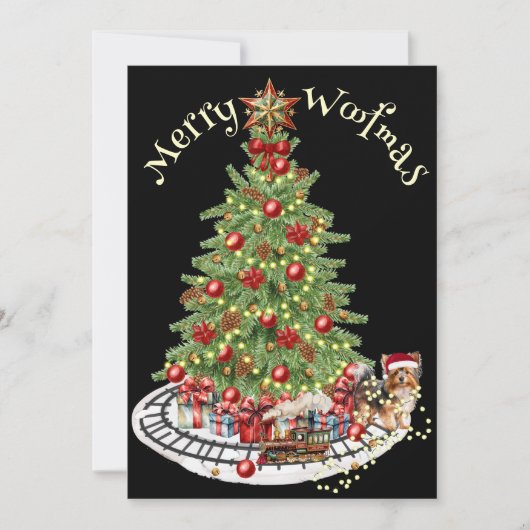 メリーウーマスドッグデザイン – ヨークシャーテリア シーズンカード (正面)