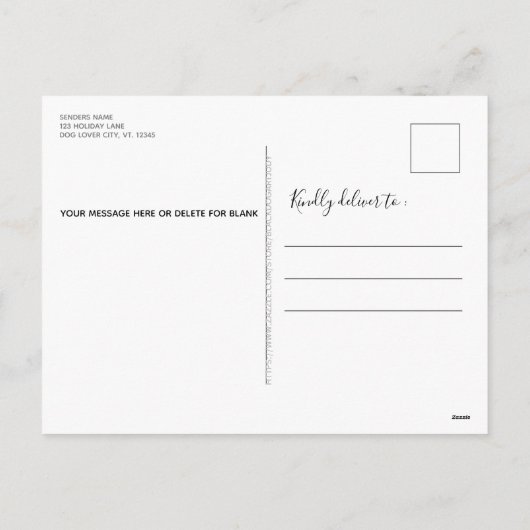 メリーウーマスドッグラバークリスマスツリードッグ シーズンポストカード (裏面)