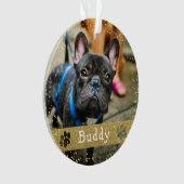 メリーウーマス金ゴールドグリッタードッグペットフォト オーナメント (正面)