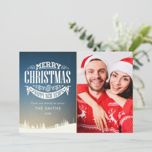 メリーエレガントクリスマスおめでとう新年4枚 シーズンカード (スタンド正面)