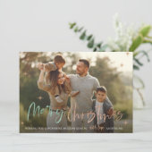 メリーエレガントクリスマスかわいいグリッターのスクリプト写真 シーズンカード (スタンド正面)