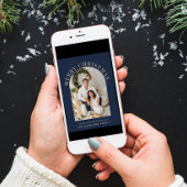 メリーエレガントクリスマスのアーチ写真ブルー シーズンカード