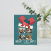 メリーエレガントクリスマスのギフトボックス4家族の写真 シーズンカード (スタンド正面)