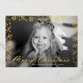 メリーエレガントクリスマスのスノーフレークのフレーム写真 箔シーズンカード (正面)