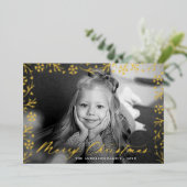 メリーエレガントクリスマスのスノーフレークのフレーム写真 箔シーズンカード (立ち正面)