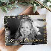 メリーエレガントクリスマスのスノーフレークのフレーム写真 箔シーズンカード