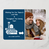 メリーエレガントクリスマスのプレゼント写真 箔シーズンカード (正面)