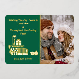 メリーエレガントクリスマスのプレゼント写真 箔シーズンカード