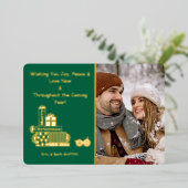 メリーエレガントクリスマスのプレゼント写真 箔シーズンカード (立ち正面)