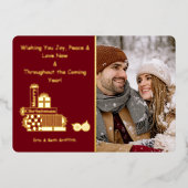 メリーエレガントクリスマスのプレゼント写真 箔シーズンカード (正面)