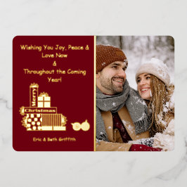 メリーエレガントクリスマスのプレゼント写真 箔シーズンカード