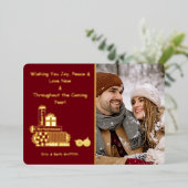 メリーエレガントクリスマスのプレゼント写真 箔シーズンカード (立ち正面)