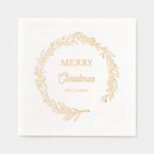 メリーエレガントクリスマスのホリーリース 箔ナプキン (正面)