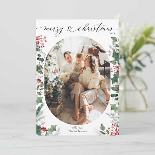 メリーエレガントクリスマスの写真カードとメッセージ シーズンカード (スタンド正面)