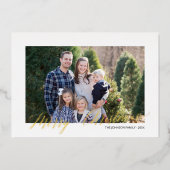 メリーエレガントクリスマスの台本パーソナライズされた 箔シーズンカード (正面)