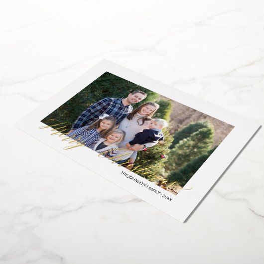 メリーエレガントクリスマスの台本パーソナライズされた 箔シーズンカード (回転した状態)