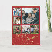 メリーエレガントクリスマスの台本6枚のコラージュ赤 シーズンカード (正面)
