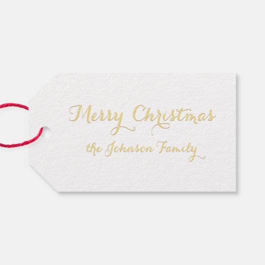 メリーエレガントクリスマスの家族の名パーソナライズされた前 ギフトタグ (裏面横)