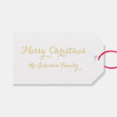 メリーエレガントクリスマスの家族の名パーソナライズされた前 ギフトタグ (正面(横))