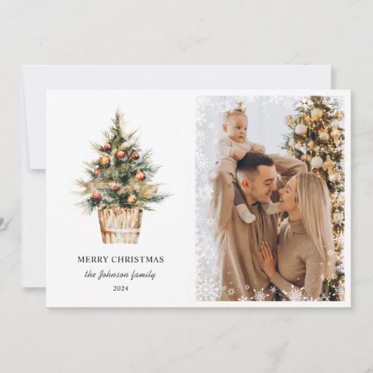 メリーエレガントクリスマスの年次家族レビュー写真 シーズンカード (正面)