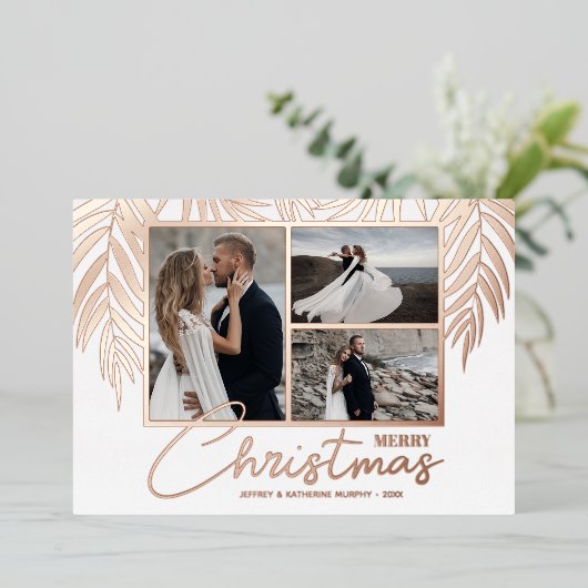 メリーエレガントクリスマスの数々の写真 箔シーズンカード (立ち正面)